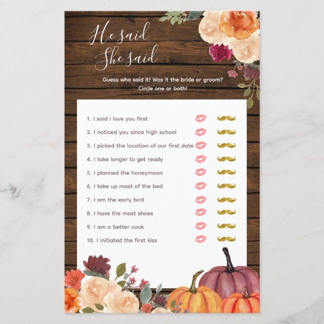 Wood Pumpkin Burnt Orange sa att hon sa Games (Framsida)