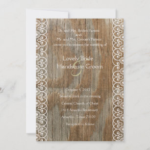 Wood Ringar Shabby Snöre bröllopsinbjudan Inbjudningar