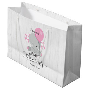 Wood & Rosa Elephant Girl Baby Shower