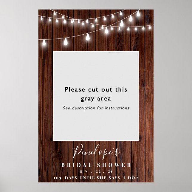 Wood Rustic Bridal Shower Photo Booth Frame Poster (Framsidan)