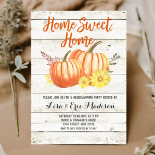 Wood Rustic Fall Pumpkin Houseuppvärmning Inbjudningar