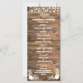 Wood Rustic Snöre Bröllop Menu