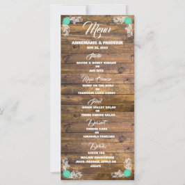 Wood Rustic Snöre Bröllop Menu