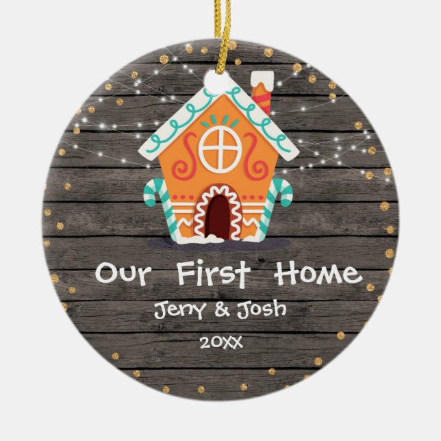 Wood Rustic vår första julprydnad Julgransprydnad Keramik (Framsidan)