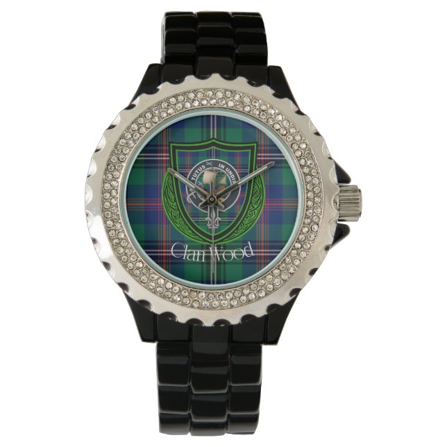 Wood Scottish Clan Tartan & Crest Armbandsur (Framsida)