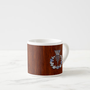 Wood skotskt Thistletryck för rik mahogny Espressomugg