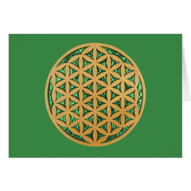 Wood snida av blomman av liv hälsningskort (Framsidan Horizontal)