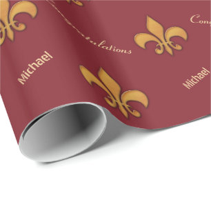 Wood stil Fleur de Lis för personlig Presentpapper