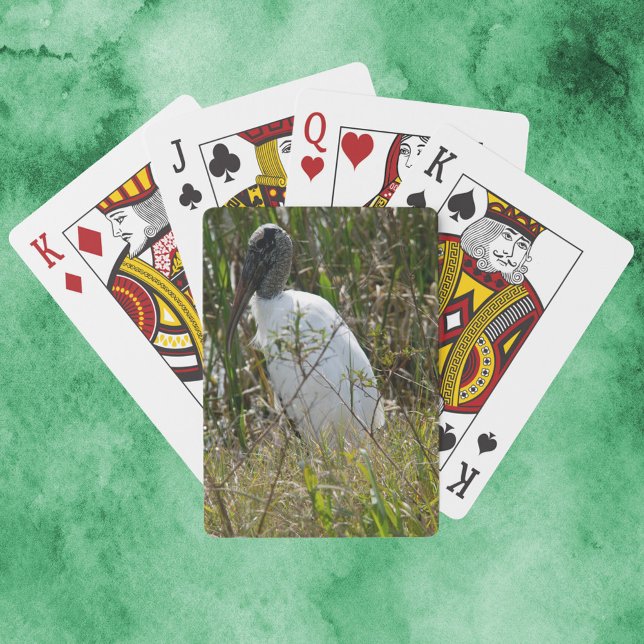 Wood Stork Bird Florida Photograph Casinokort (A deck of playing cards featuring a wood stork bird.)