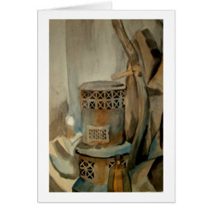 Wood Stove och Sythe Hälsningskort