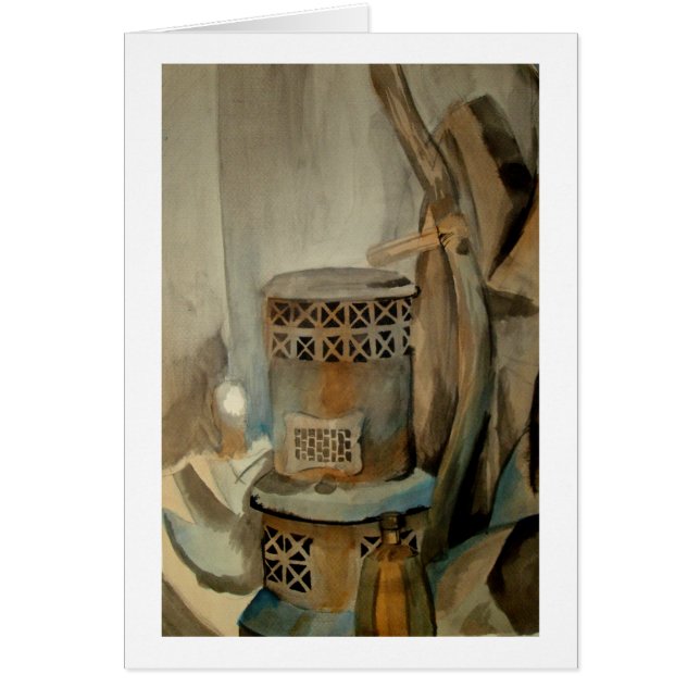 Wood Stove och Sythe Hälsningskort (Framsidan)