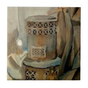 Wood Stove och Sythe Kakelplatta