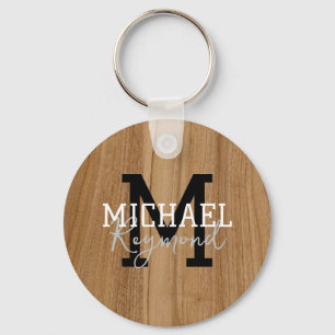 Wood Struktur Rustic Monogram Land Stil Keychai Nyckelring