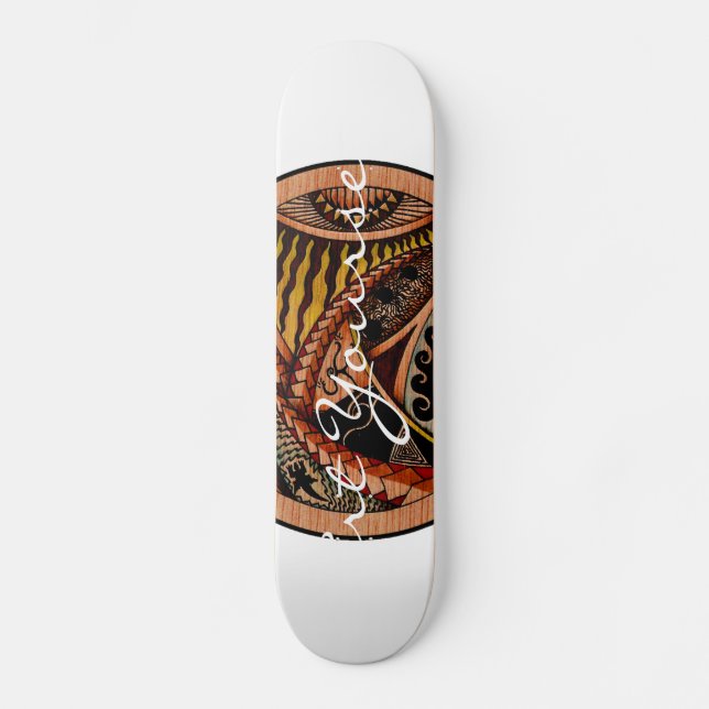 Wood Tattoo Old School Skateboard Bräda 18 Cm (Framsida)