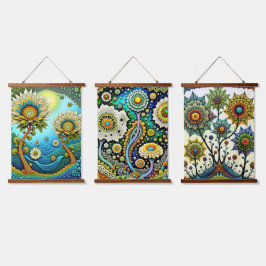 Wood Topped Wall Tapestry