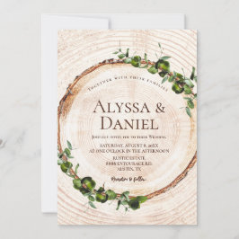 Wood Träd Bark Grönt löv Botanical Bröllop Inbjudningar