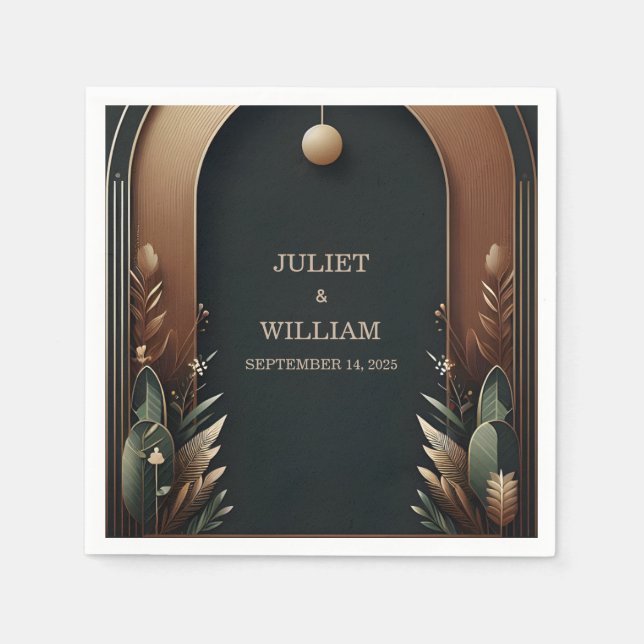 Wood Träd Forest Rustic Barn Farm Arch Bröllop Pappersservett (Framsidan)