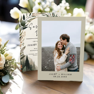 Wood Träd Forest Rustic Barn Farm Arch Bröllop Spara Datumet