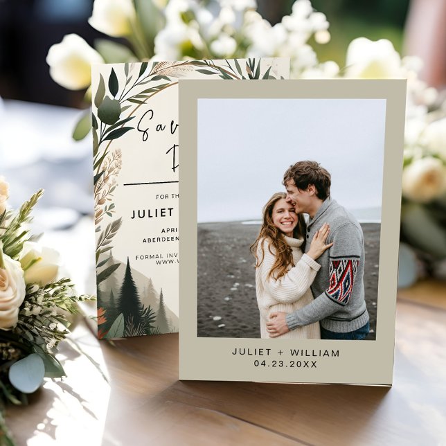 Wood Träd Forest Rustic Barn Farm Arch Bröllop Spara Datumet (Skapare uppladdad)