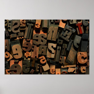 Wood typboktryckfoto poster