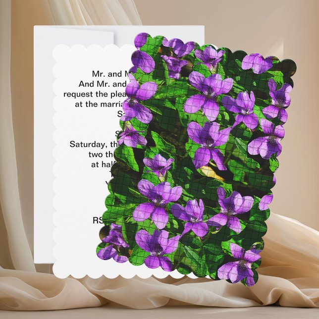 Wood Violet Mosaic Bröllop Inbjudningar (Wood Violet Mosaic Wedding Invitation)