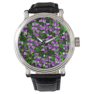 Wood Violet Mosaic Mönster WI State Flower Armbandsur