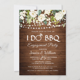 Wood Vit ros Blommigt I Do BBQ Förlovningsfest Inbjudningar