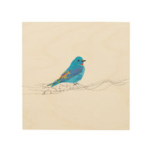 Wood Wall Art Blue Bird Musik noter Gren, Music