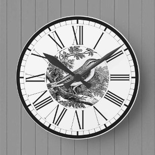 Wood Warbler British Bird Illustration Round Clock Rund Klocka