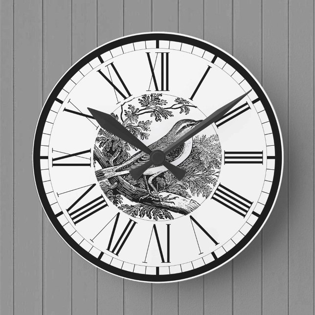 Wood Warbler British Bird Illustration Round Clock Rund Klocka (Skapare uppladdad)