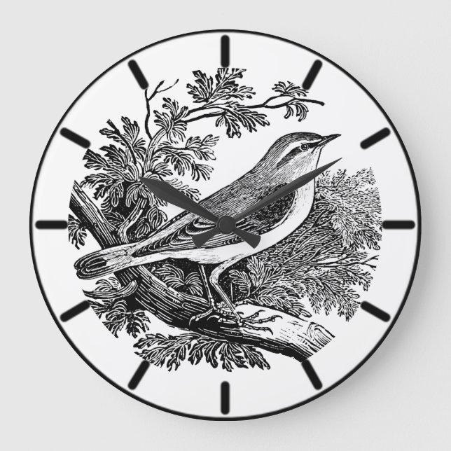 Wood Warbler British Bird Large Clock Stor Klocka (Framsida)
