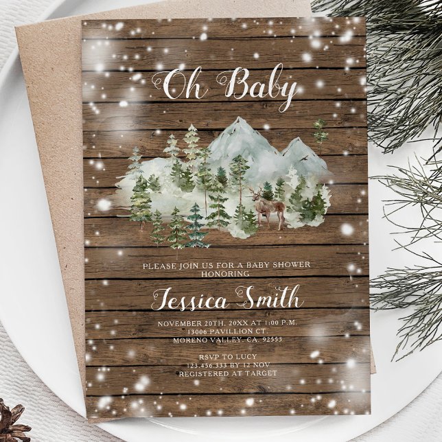 Wood Winter Hjort Woodland Boy Shower Inbjudningar (Skapare uppladdad)