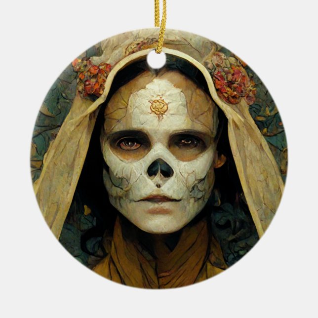 Wood Witch 1 Fantasy Julgransprydnad Keramik (Framsidan)