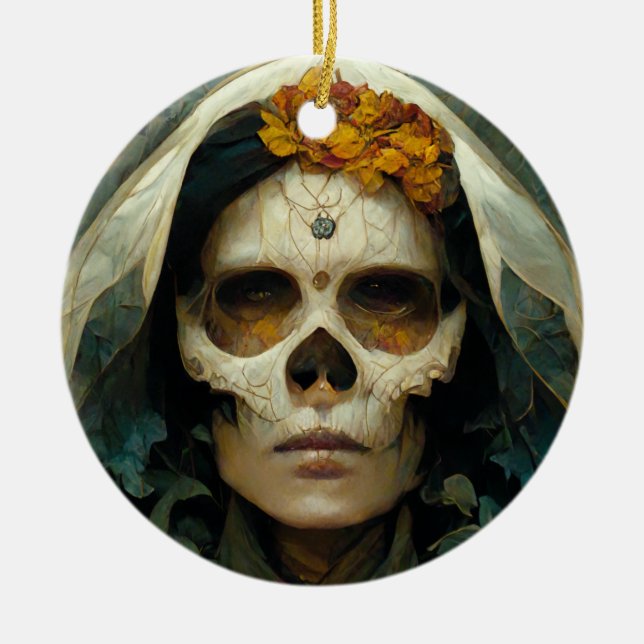 Wood Witch 2 Fantasy Julgransprydnad Keramik (Framsidan)