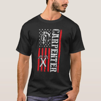Wood Worker Lumberjack US Flagga American Carpente T Shirt