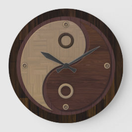 Wood Yin Yang Wall Clock Stor Klocka