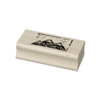 Woodblock Mountain Frimärke Stämpel