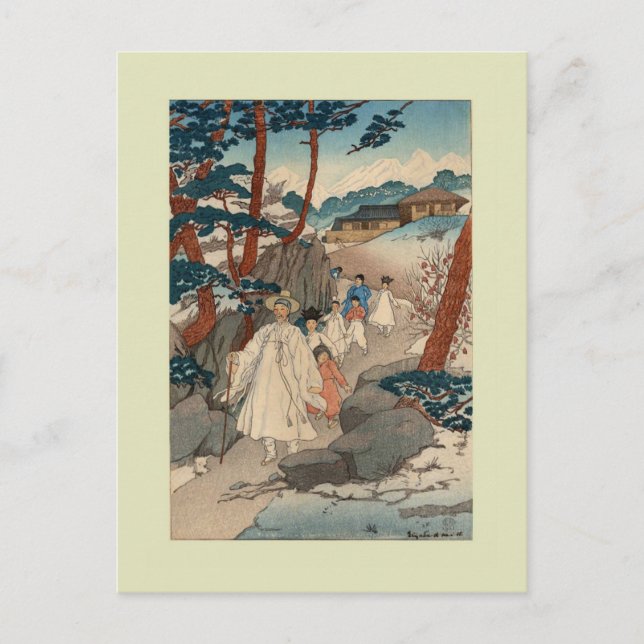 Woodblock print av Elizabeth Keith Vykort (Framsida)