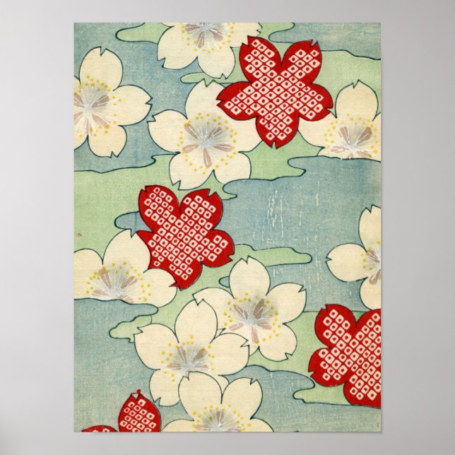 Woodblock Print of Dogwood Blommars Poster (Framsidan)