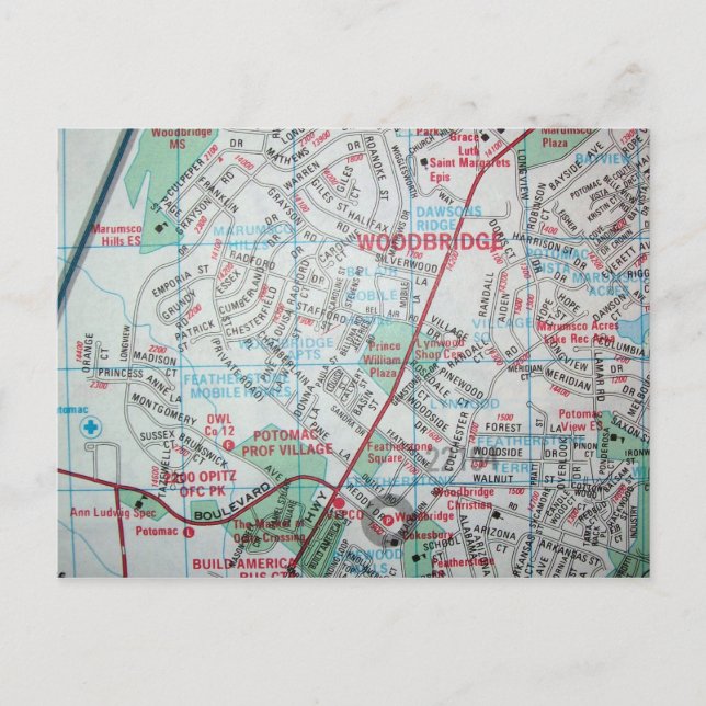 WOODBRIDGE, VA Vintage Karta vykort (Framsida)