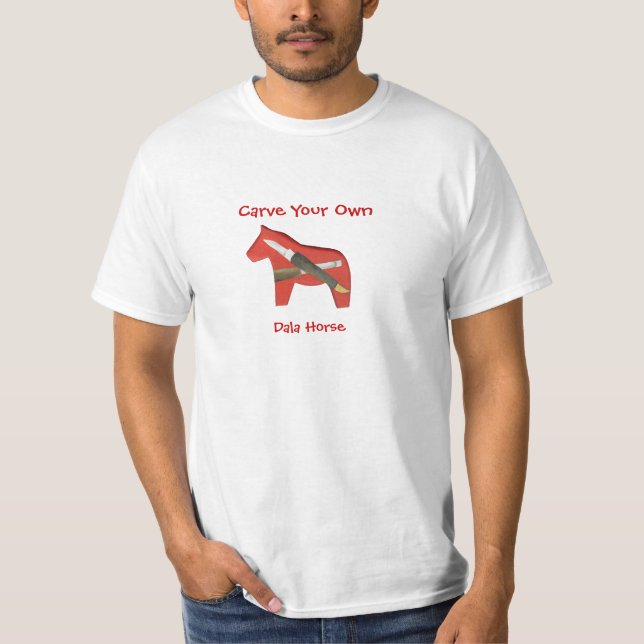 Woodcarvers Dala Horse T Shirt (Framsida)