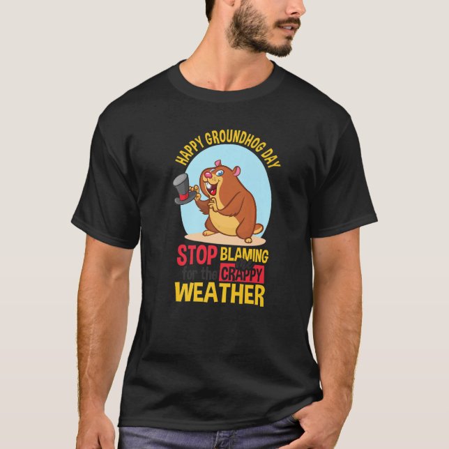 Woodchuck Lycklig Groundhog Day T Shirt (Framsida)