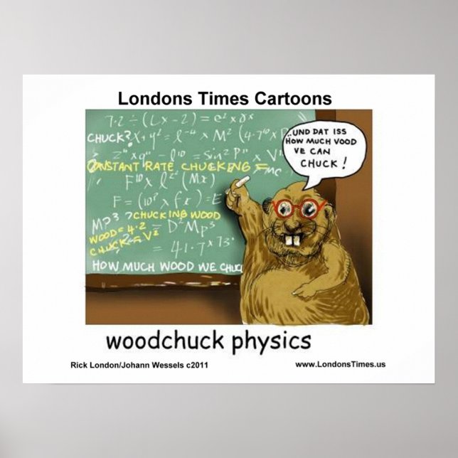 Woodchuck Physics Funny Tecknad Poster (Framsidan)