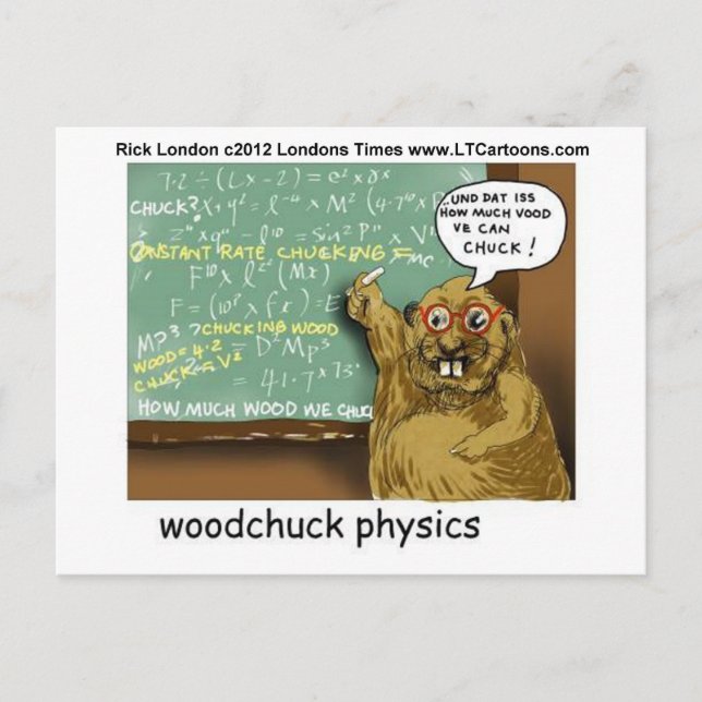 Woodchuck Physics Funny Tees Mugg Gifts Etc Vykort (Framsida)
