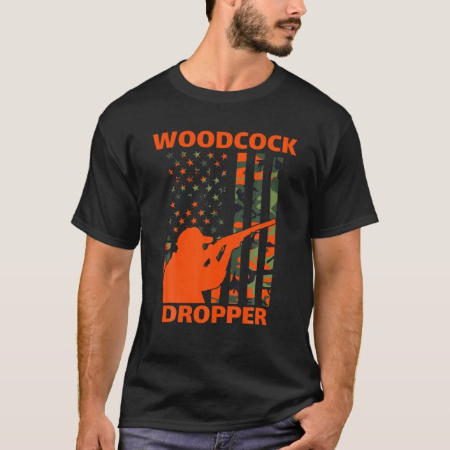 Woodcock Hunting Camo American Flagga Bird Hunt Sn T Shirt (Framsida)
