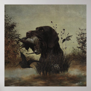 Woodcock Hunting with German Wirehected Pointer Poster