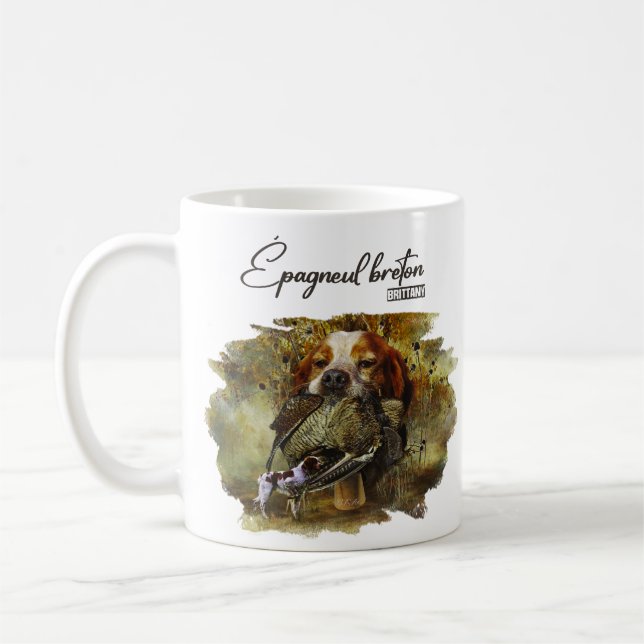 Woodcock-jakt med Brittany Spain Kaffemugg (Vänster)