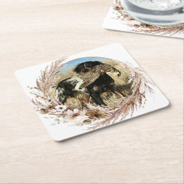 Woodcock-jakt med Brittany Spain Underlägg Papper Kvadrat