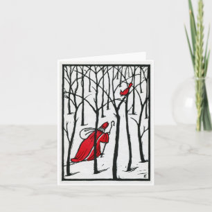 Woodcut Cardinal och Saint Nick Kort