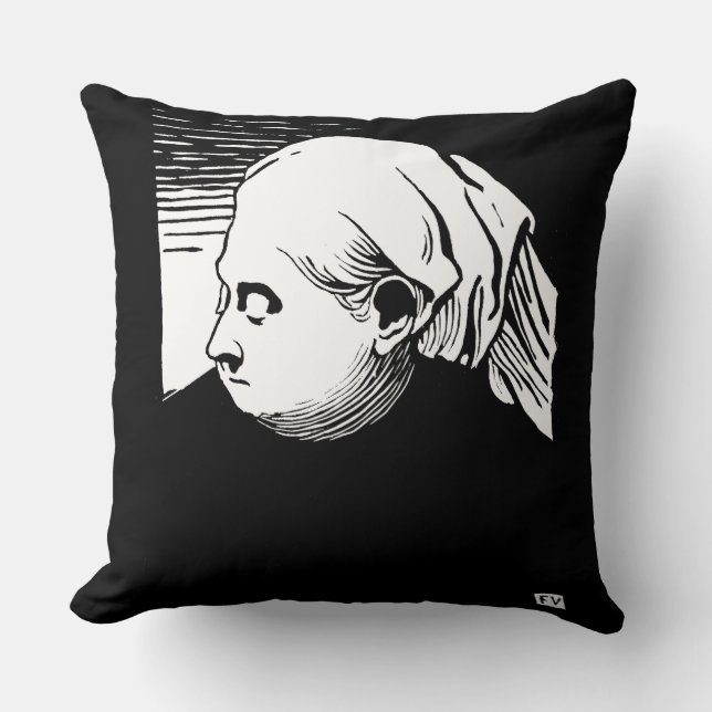 Woodcut Porträtt av Queen Victoria Kudde (Framsida)